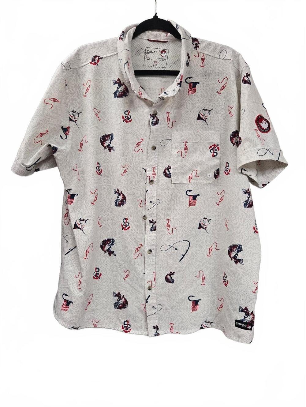 Canada Fishing Company Short Sleeve Fishing Shirt with Nautical Print